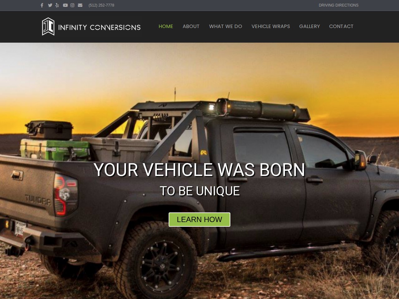 Infinity Conversions website built by North Austin Web