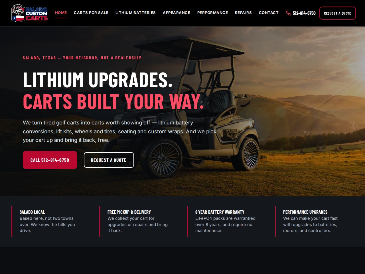 Salado Custom Carts website built by North Austin Web